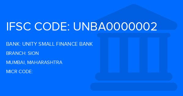 Unity Small Finance Bank Sion Branch IFSC Code