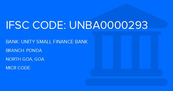 Unity Small Finance Bank Ponda Branch IFSC Code