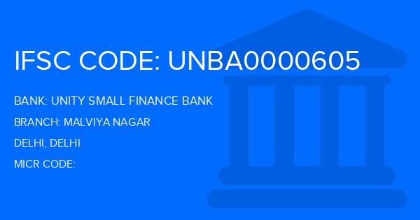 Unity Small Finance Bank Malviya Nagar Branch IFSC Code
