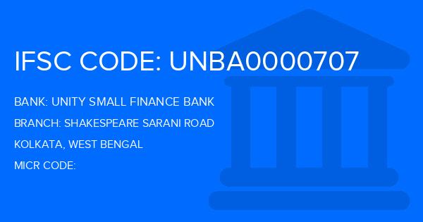 Unity Small Finance Bank Shakespeare Sarani Road Branch IFSC Code