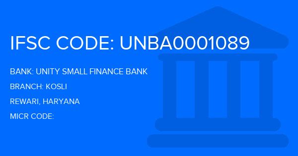 Unity Small Finance Bank Kosli Branch IFSC Code