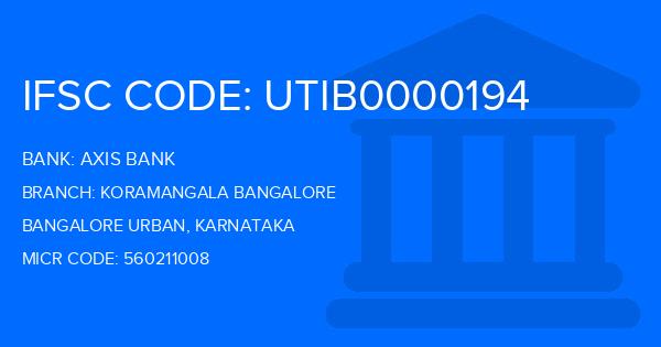 Axis Bank Koramangala Bangalore Branch IFSC Code
