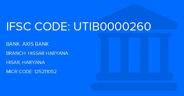 Axis Bank Hissar Haryana Branch IFSC Code