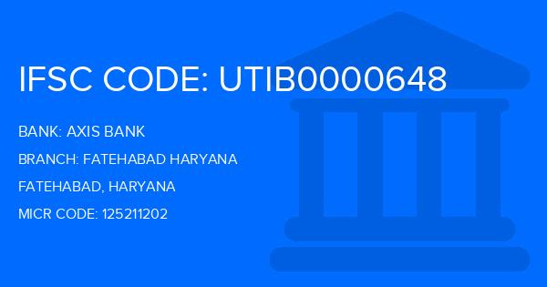 Axis Bank Fatehabad Haryana Branch IFSC Code