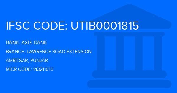 Axis Bank Lawrence Road Extension Branch IFSC Code