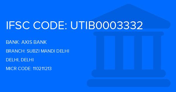 Axis Bank Subzi Mandi Delhi Branch IFSC Code