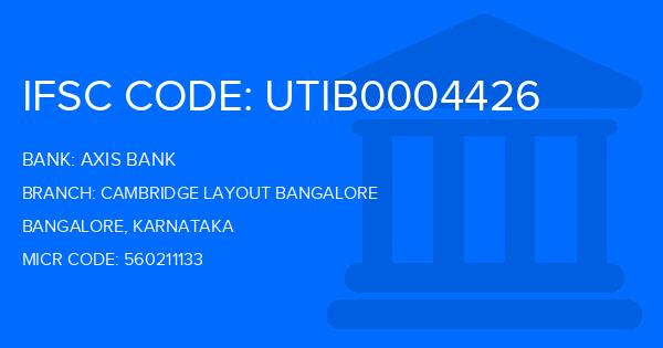 Axis Bank Cambridge Layout Bangalore Branch IFSC Code