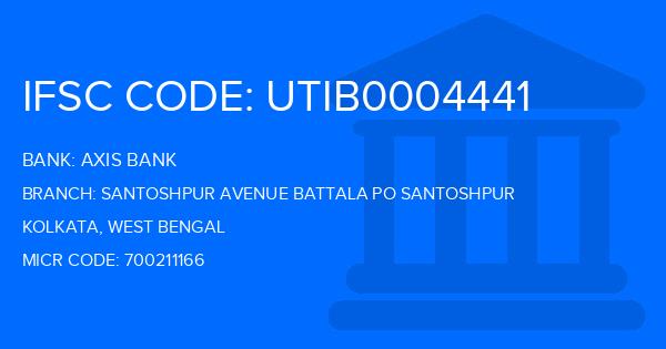 Axis Bank Santoshpur Avenue Battala Po Santoshpur Branch IFSC Code