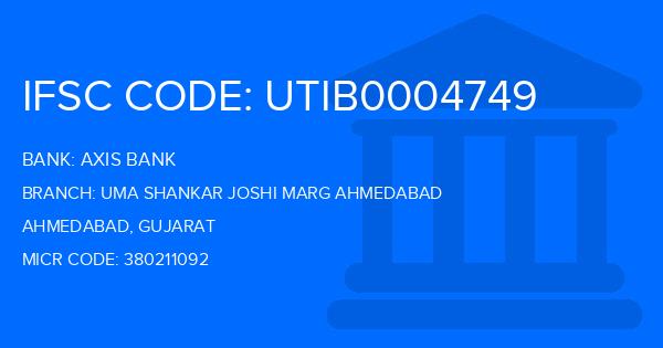 Axis Bank Uma Shankar Joshi Marg Ahmedabad Branch IFSC Code