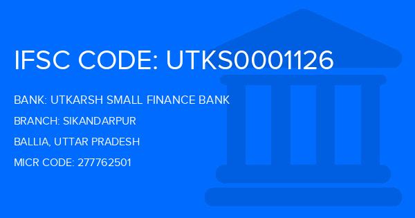 Utkarsh Small Finance Bank Sikandarpur Branch IFSC Code