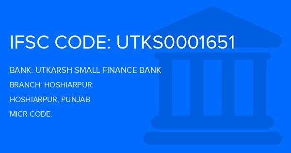 Utkarsh Small Finance Bank Hoshiarpur Branch IFSC Code