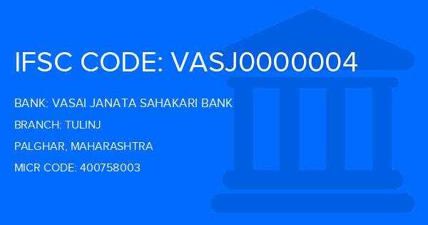 Vasai Janata Sahakari Bank Tulinj Branch IFSC Code
