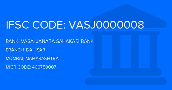 Vasai Janata Sahakari Bank Dahisar Branch IFSC Code