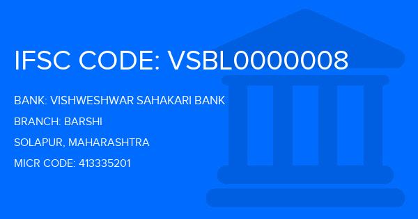 Vishweshwar Sahakari Bank Barshi Branch IFSC Code