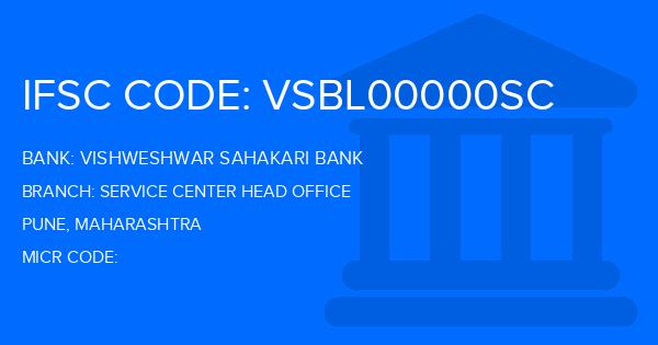 Vishweshwar Sahakari Bank Service Center Head Office Branch IFSC Code