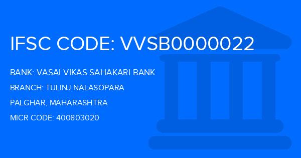 Vasai Vikas Sahakari Bank Tulinj Nalasopara Branch IFSC Code