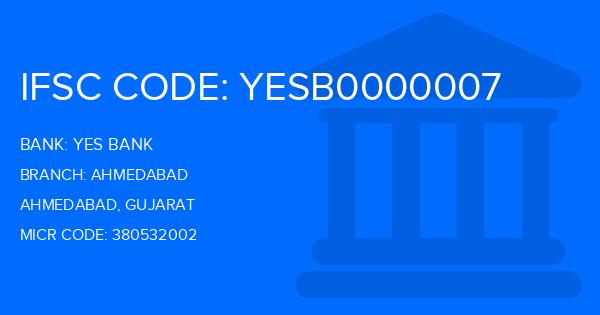 Yes Bank (YBL) Ahmedabad Branch IFSC Code