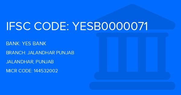 Yes Bank (YBL) Jalandhar Punjab Branch IFSC Code
