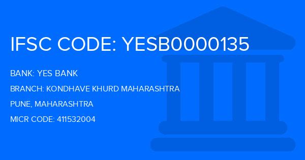Yes Bank (YBL) Kondhave Khurd Maharashtra Branch IFSC Code