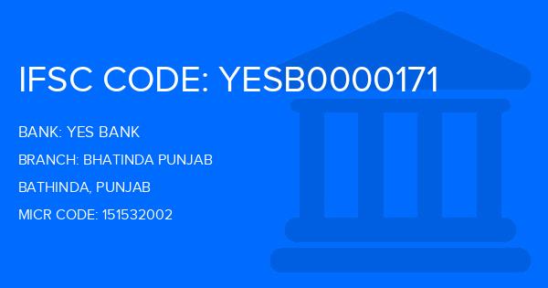 Yes Bank (YBL) Bhatinda Punjab Branch IFSC Code