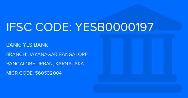 Yes Bank (YBL) Jayanagar Bangalore Branch IFSC Code