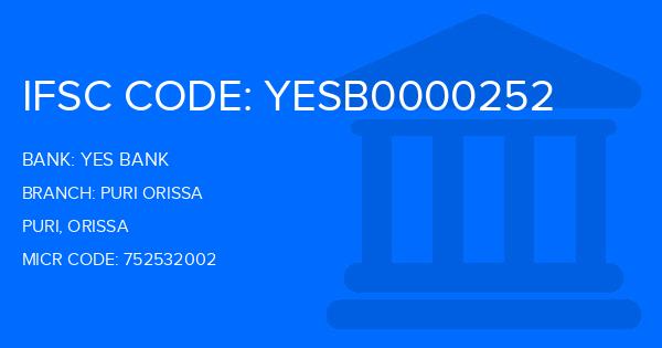 Yes Bank (YBL) Puri Orissa Branch IFSC Code