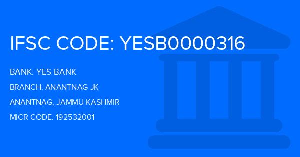 Yes Bank (YBL) Anantnag Jk Branch IFSC Code