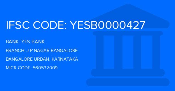 Yes Bank (YBL) J P Nagar Bangalore Branch IFSC Code