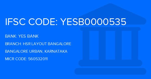 Yes Bank (YBL) Hsr Layout Bangalore Branch IFSC Code