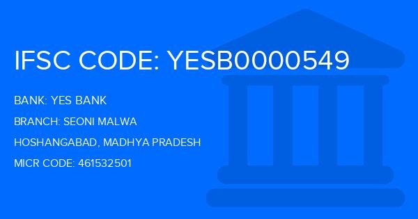 Yes Bank (YBL) Seoni Malwa Branch IFSC Code