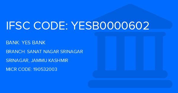 Yes Bank (YBL) Sanat Nagar Srinagar Branch IFSC Code