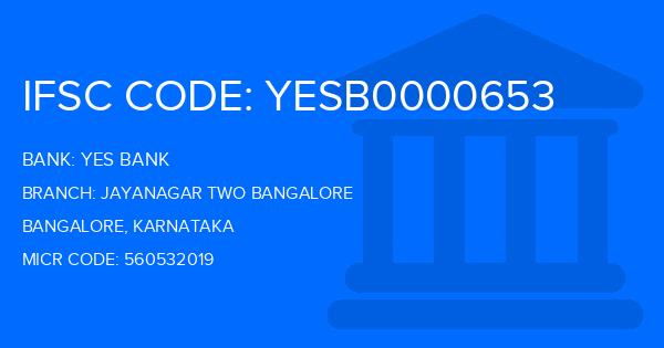 Yes Bank (YBL) Jayanagar Two Bangalore Branch IFSC Code