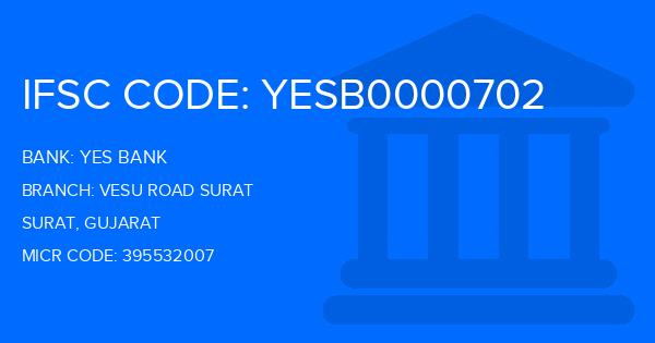 Yes Bank (YBL) Vesu Road Surat Branch IFSC Code