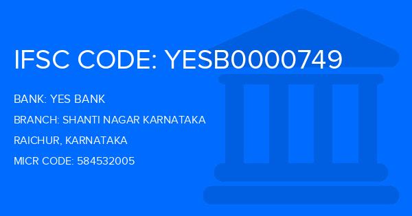 Yes Bank (YBL) Shanti Nagar Karnataka Branch IFSC Code