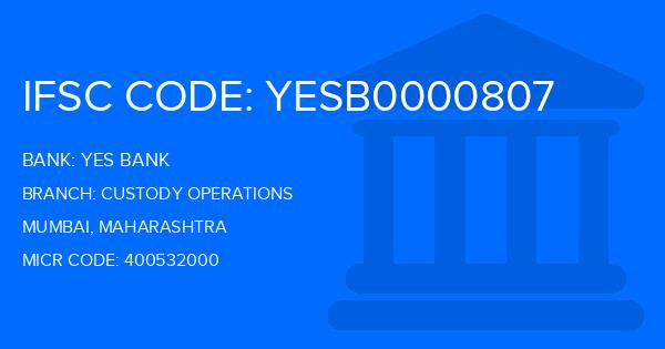 Yes Bank (YBL) Custody Operations Branch IFSC Code
