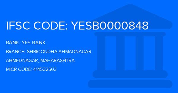 Yes Bank (YBL) Shrigondha Ahmadnagar Branch IFSC Code