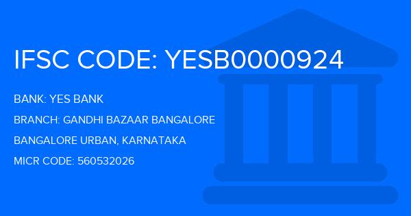 Yes Bank (YBL) Gandhi Bazaar Bangalore Branch IFSC Code