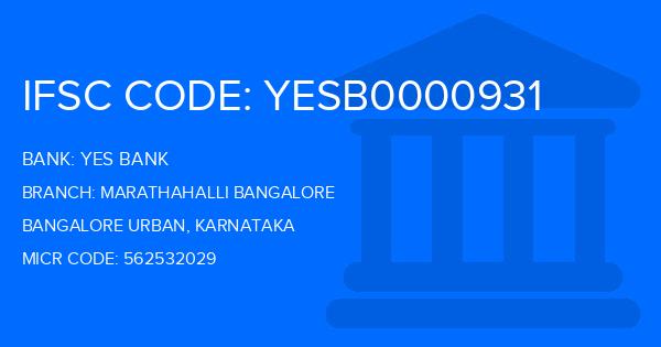 Yes Bank (YBL) Marathahalli Bangalore Branch IFSC Code