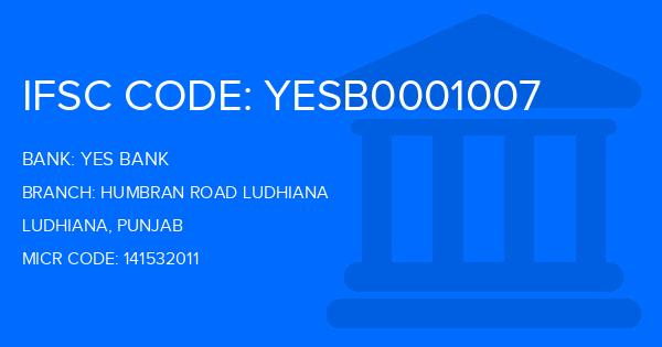 Yes Bank (YBL) Humbran Road Ludhiana Branch IFSC Code