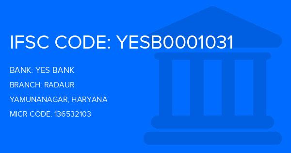 Yes Bank (YBL) Radaur Branch IFSC Code