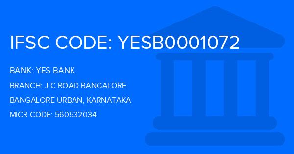 Yes Bank (YBL) J C Road Bangalore Branch IFSC Code