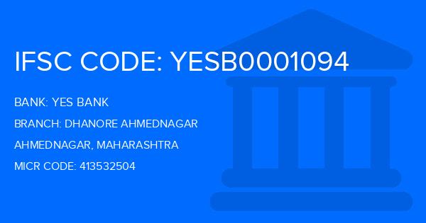 Yes Bank (YBL) Dhanore Ahmednagar Branch IFSC Code
