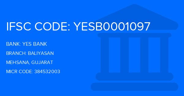Yes Bank (YBL) Baliyasan Branch IFSC Code