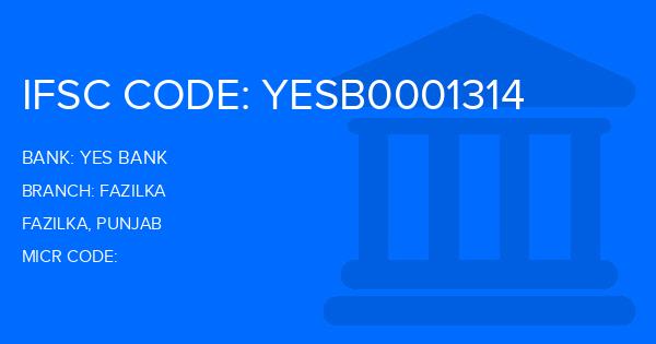 Yes Bank (YBL) Fazilka Branch IFSC Code