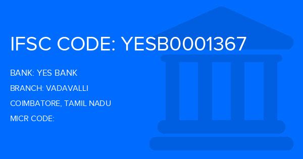 Yes Bank (YBL) Vadavalli Branch IFSC Code
