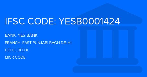 Yes Bank (YBL) East Punjabi Bagh Delhi Branch IFSC Code