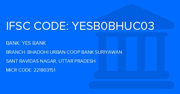 Yes Bank (YBL) Bhadohi Urban Coop Bank Suriyawan Branch IFSC Code