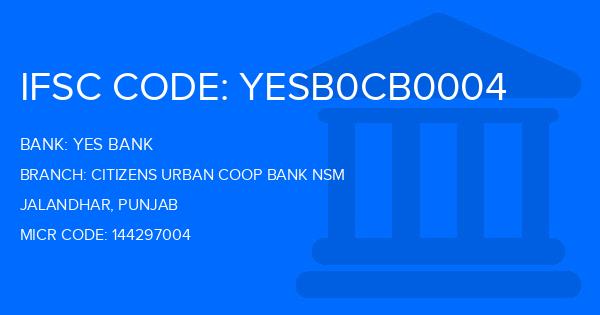 Yes Bank (YBL) Citizens Urban Coop Bank Nsm Branch IFSC Code