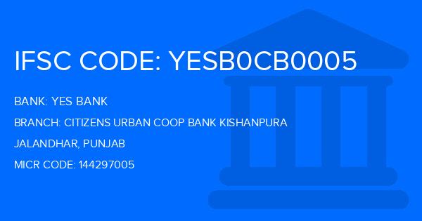 Yes Bank (YBL) Citizens Urban Coop Bank Kishanpura Branch IFSC Code