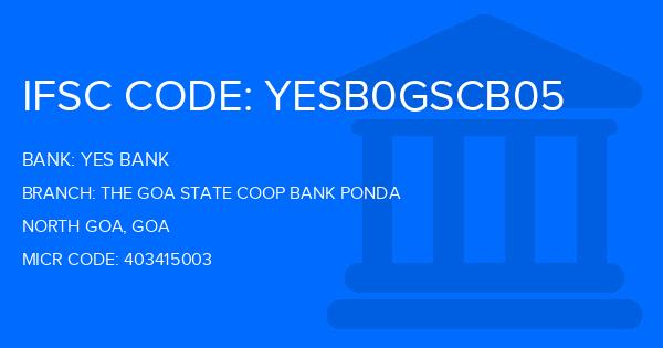 Yes Bank (YBL) The Goa State Coop Bank Ponda Branch IFSC Code